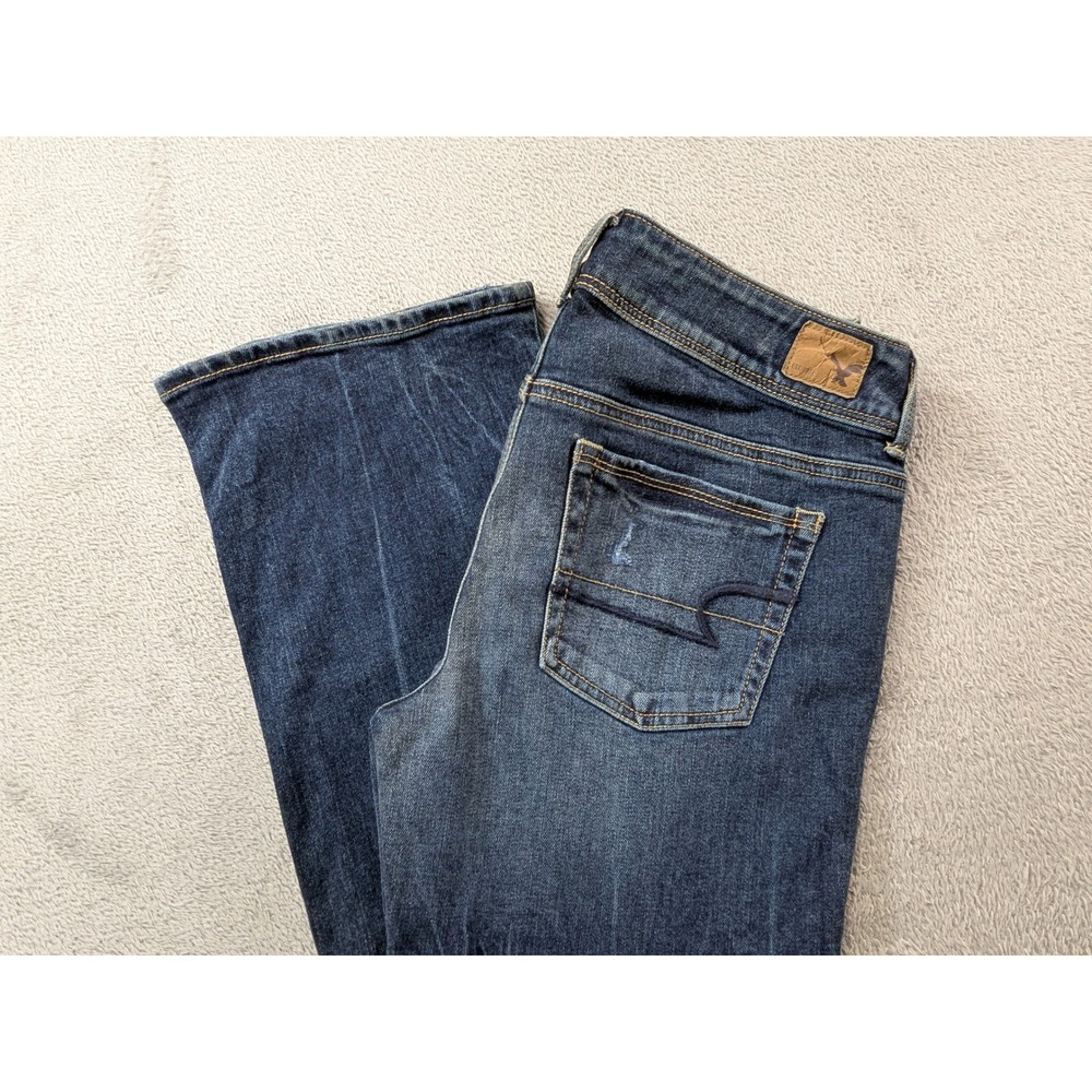 American Eagle Kick Boot Jeans Womens 6 Regular Dark Wash Distressed Denim